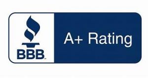 A+ Rating - Better Business Bureau (BBB) Logo with a green plus sign.