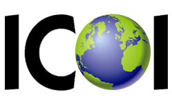 ICOI Logo - An emblem with a stylized tooth and globe, representing oral implantology on a global scale.